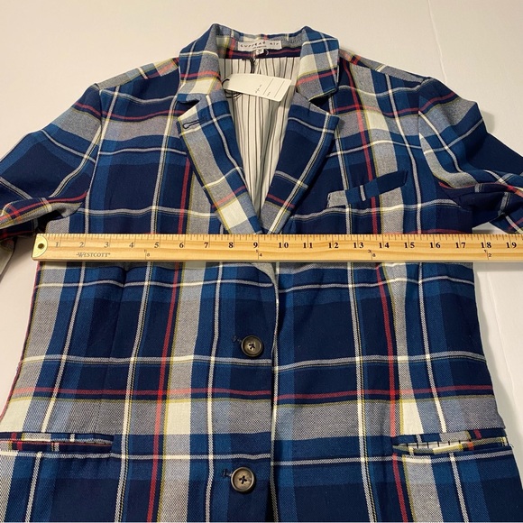 Current Air Anthropologie Blue Plaid Elbow Patch Blazer - Picture 12 of 12